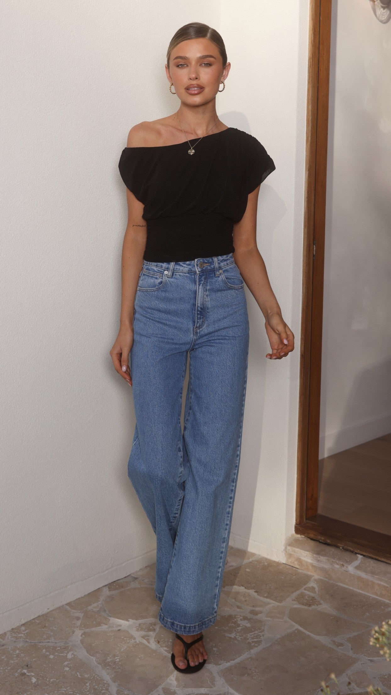 Debby Off Shoulder Top - Black