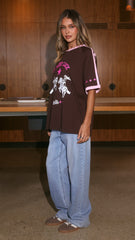 It Aint Luck Oversized T-Shirt - Chocolate/Pink