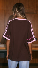 It Aint Luck Oversized T-Shirt - Chocolate/Pink