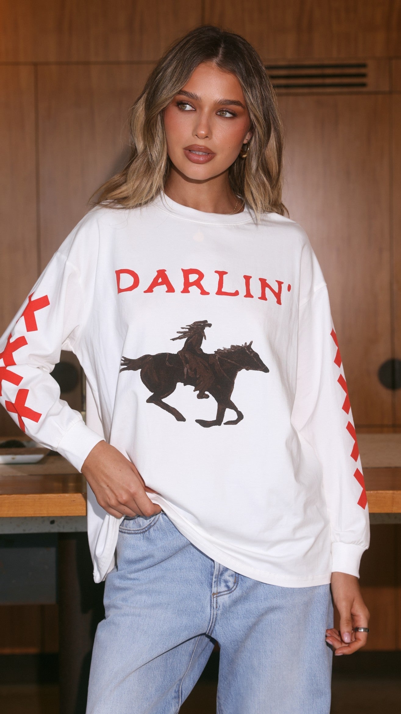 Darlin Long Sleeve T-Shirt - White