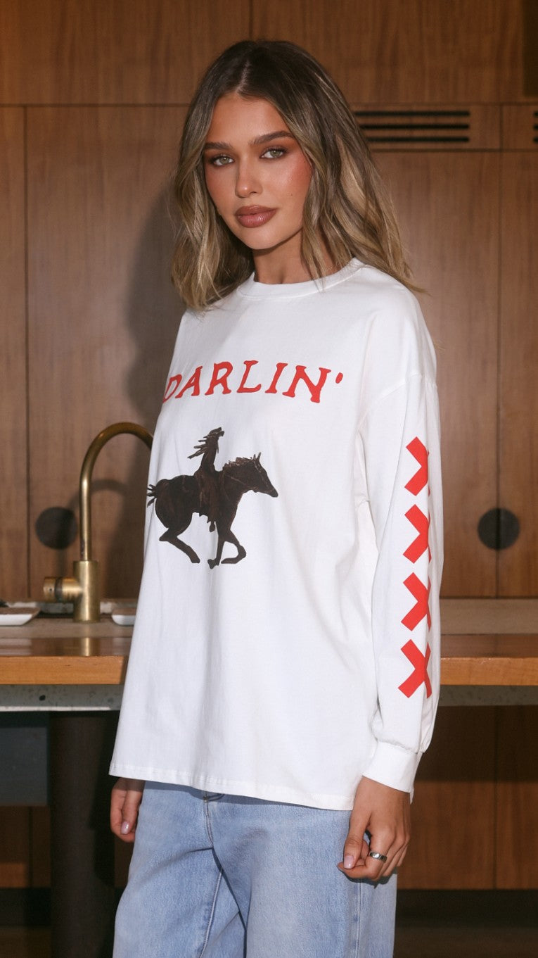Darlin Long Sleeve T-Shirt - White