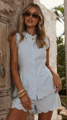Finlay Button Up Top - Blue