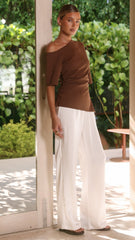 Delicia Off Shoulder Top - Chocolate