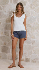 Emma Bow Top - White