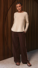 Isaiah Racer Stripe Pleated Trackpants - Chocolate/Pink