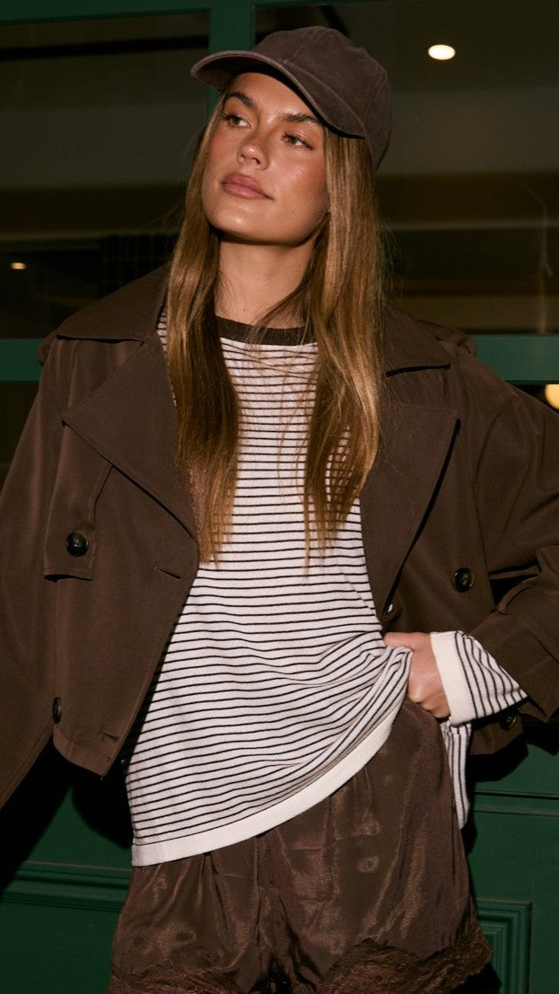 Deena Cropped Coat - Chocolate