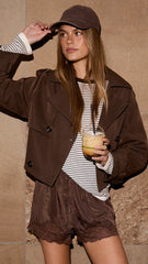 Deena Cropped Coat - Chocolate