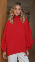 Harita Knitted Sweater - Red