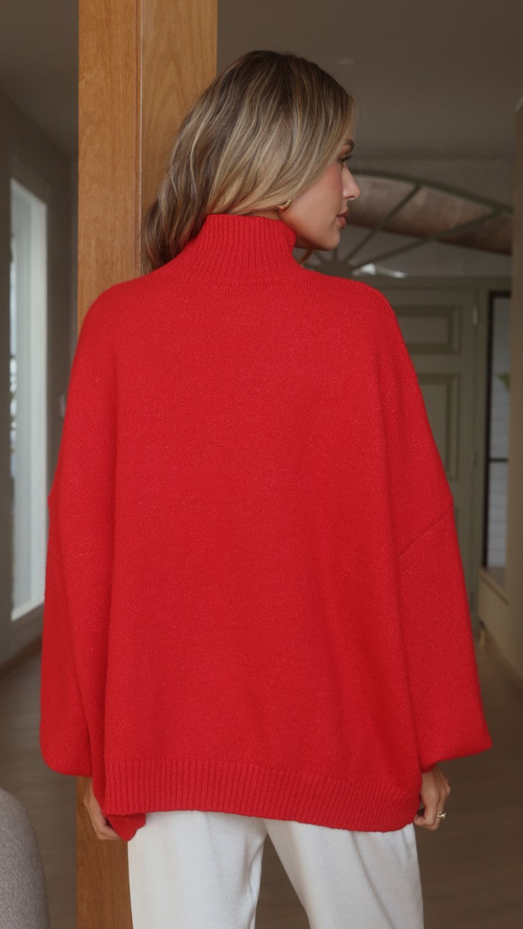 Harita Knitted Sweater - Red