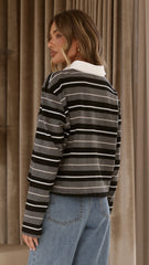 Gianna Long Sleeve Top - Grey Stripe
