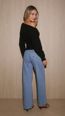 Eleora Long Sleeve Asymmetrical Top - Black