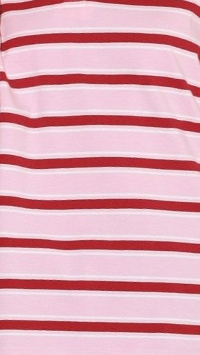 Jayana Collared Jersey Top - Red/Pink Stripe