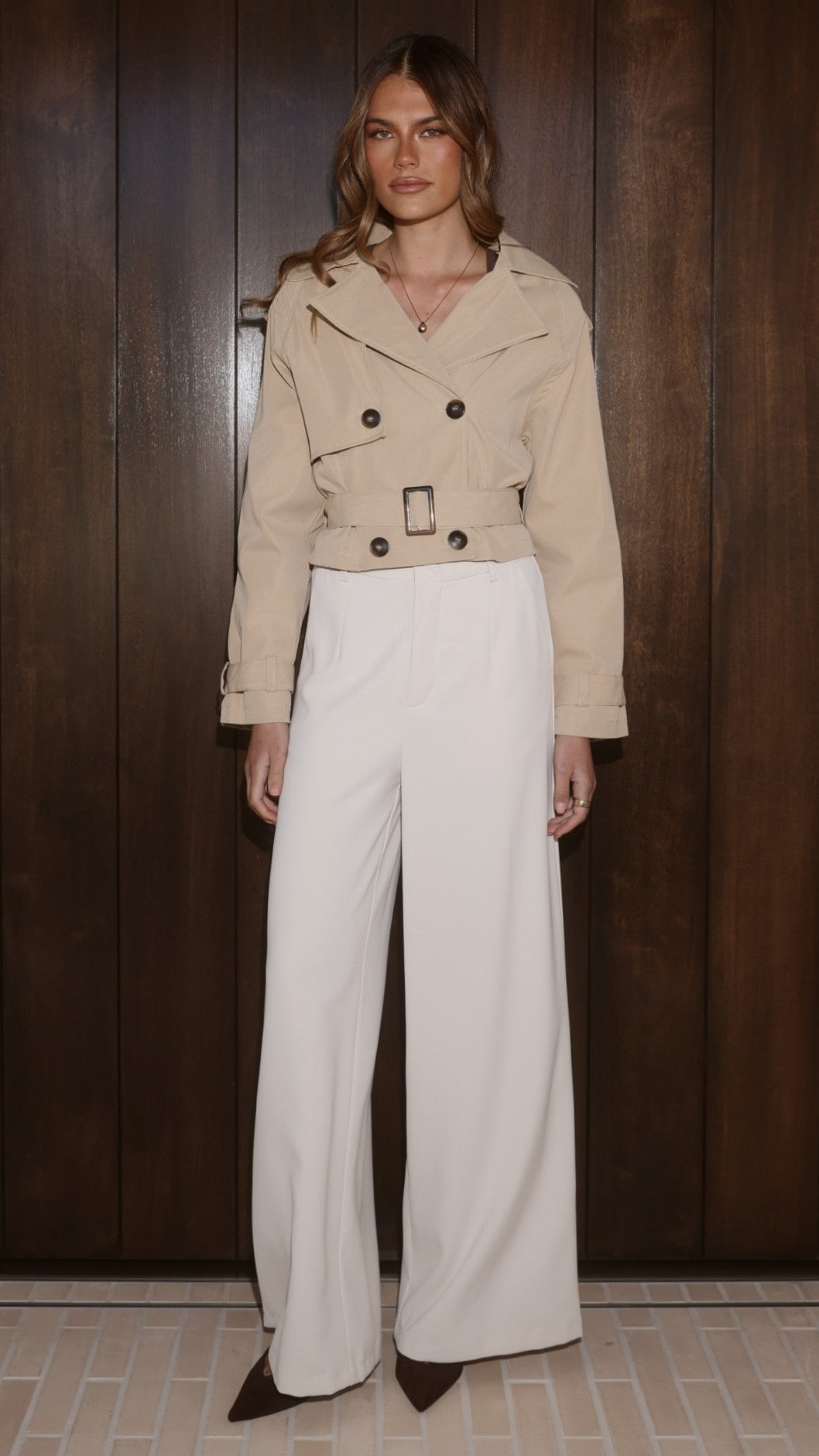 Deena Cropped Coat - Beige