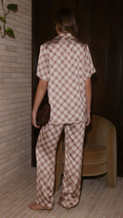 Imogen Button Shirt - Brown Plaid