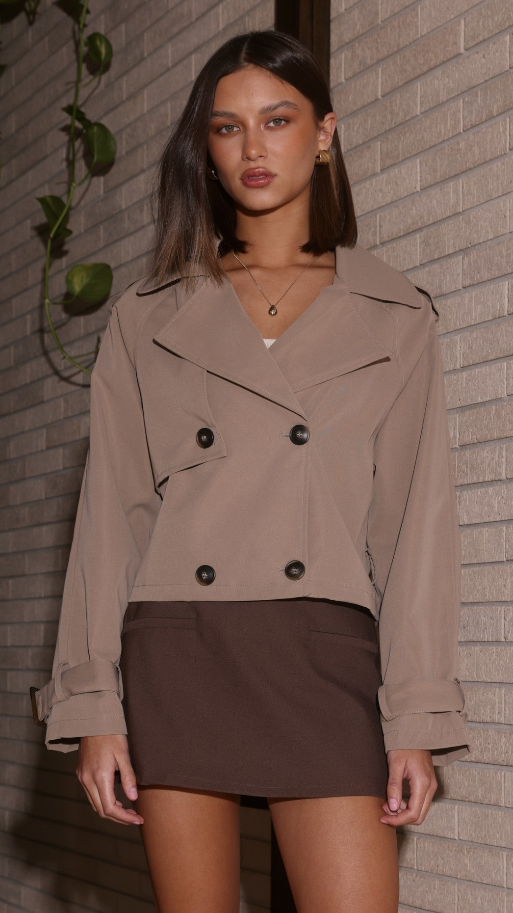 Deena Cropped Coat - Mocha