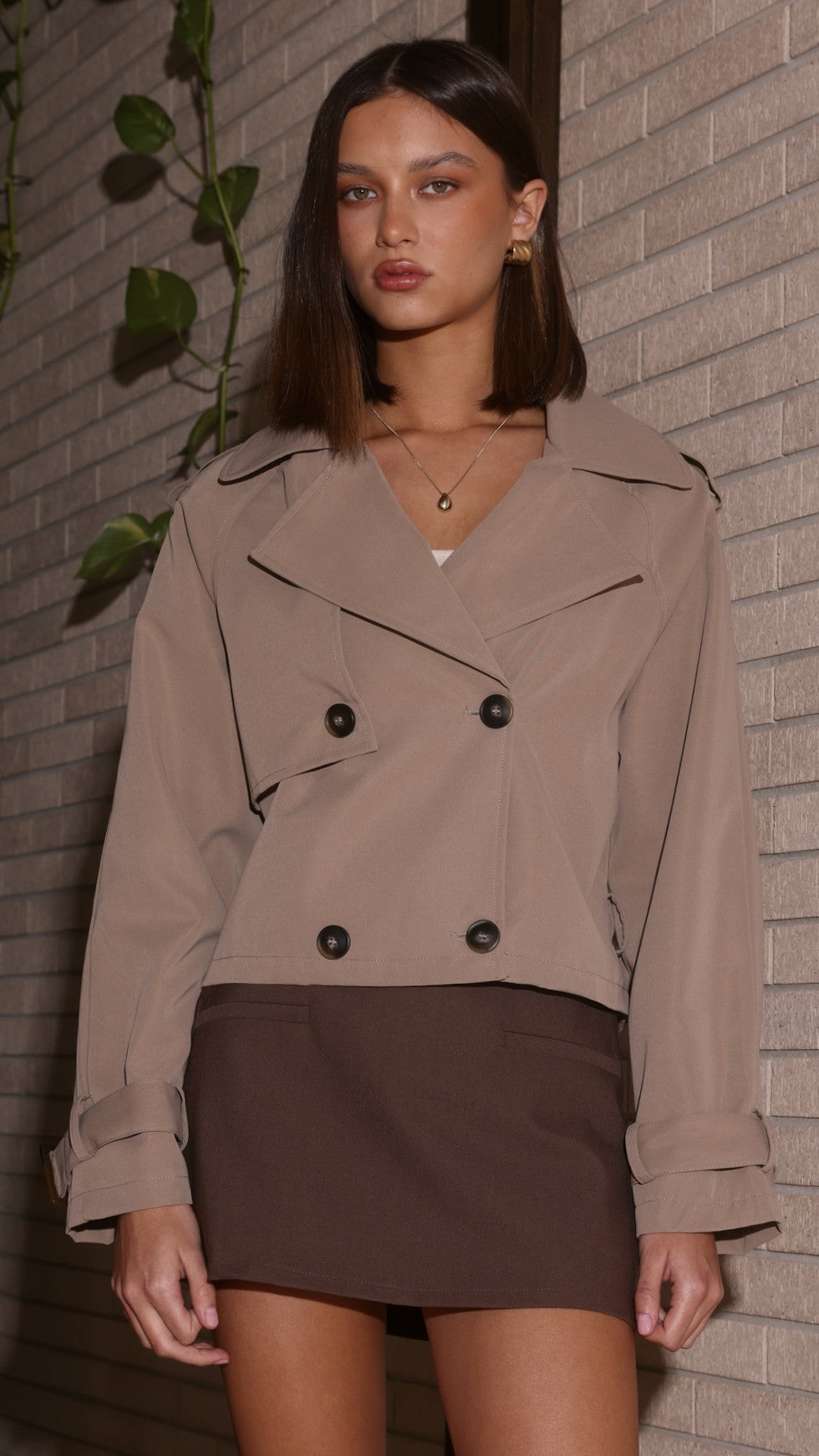 Deena Cropped Coat - Mocha