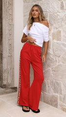 Hadley Pants - Red/Leopard Stripe