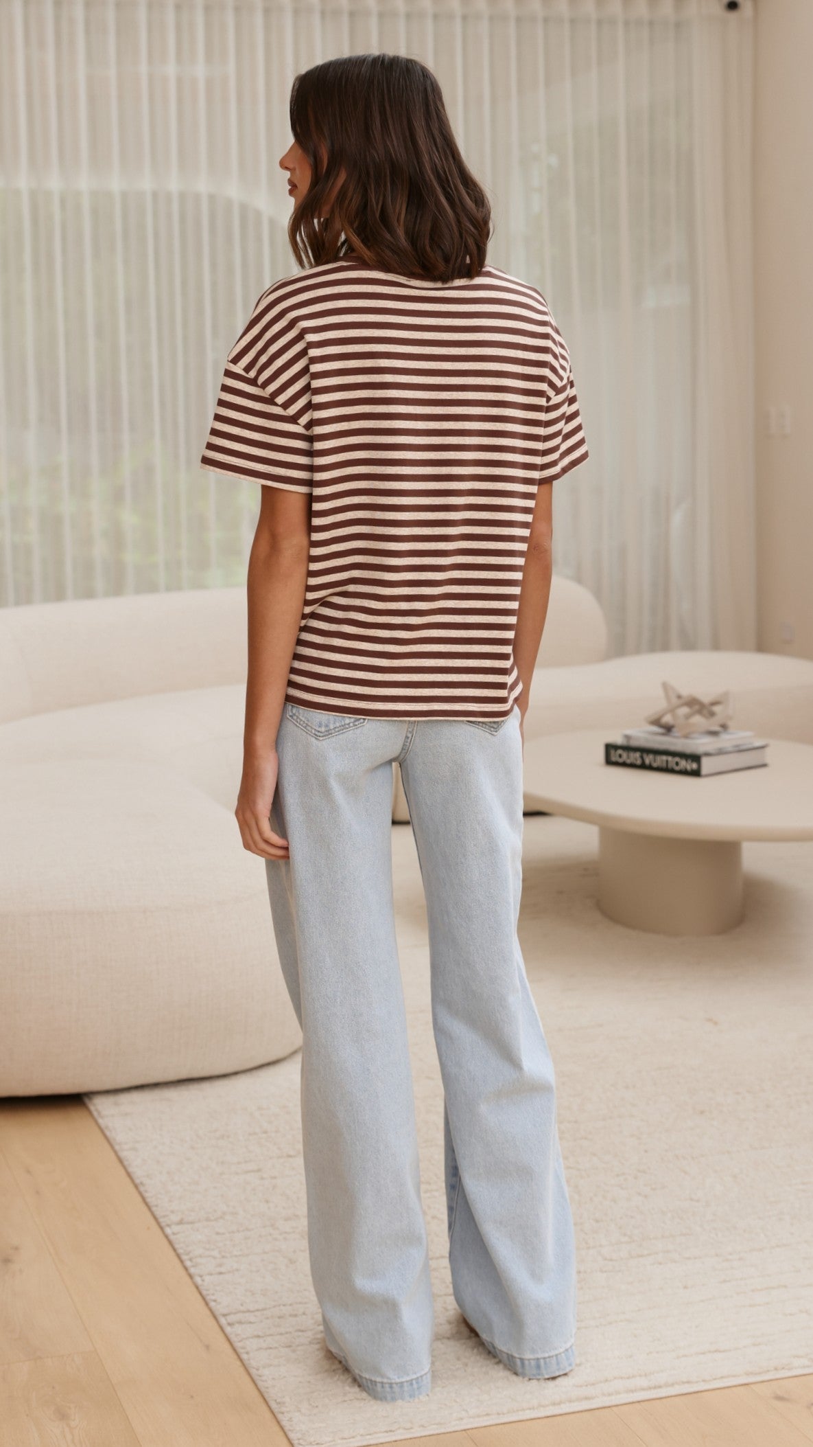 Clara Tee - Brown/Beige Stripe