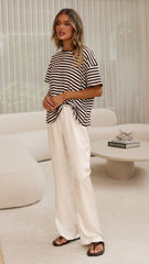 Clara Tee - Choc/White Stripe