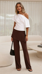 Jaxie Skirt Overlay Pants - Brown