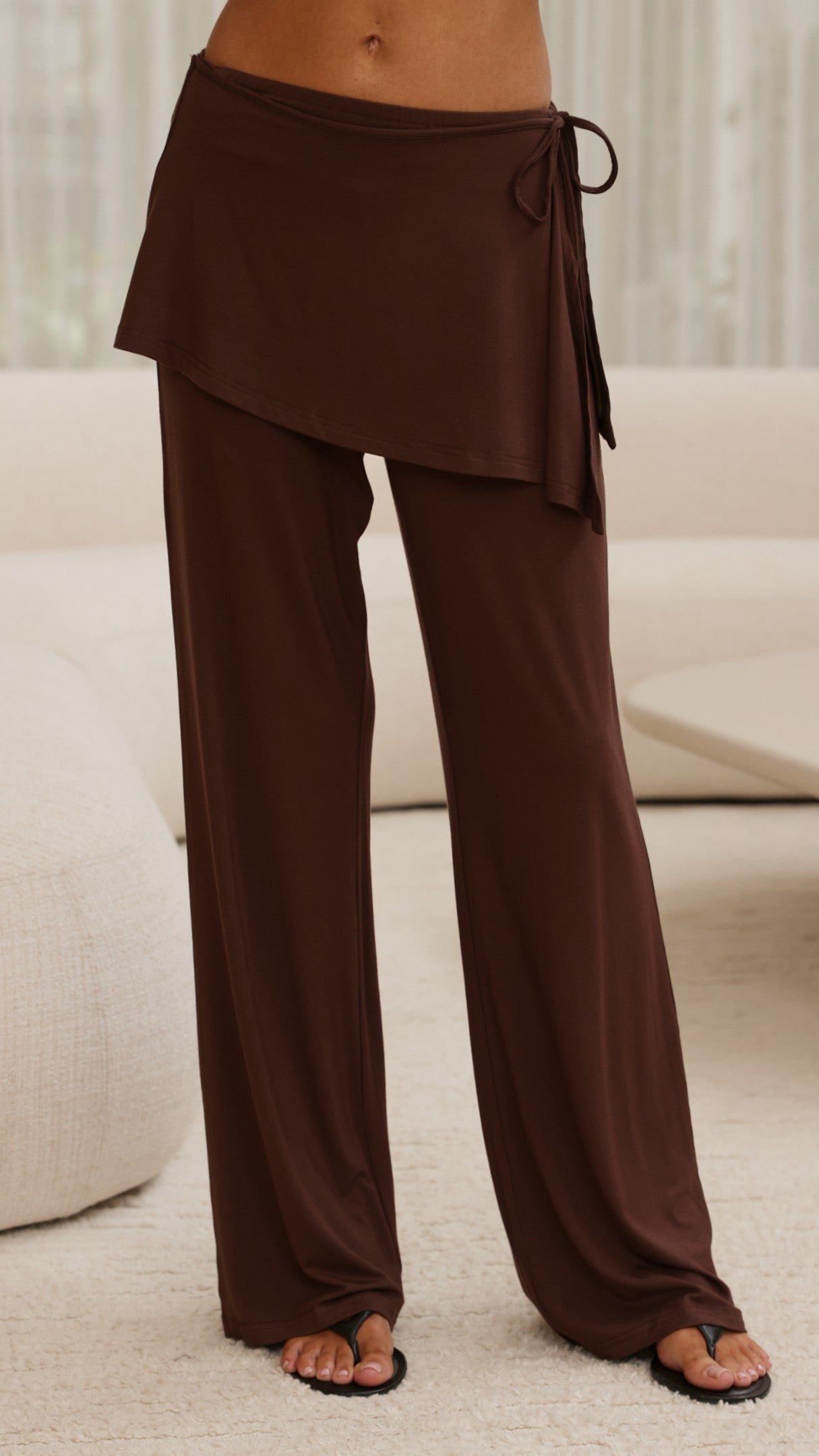 Jaxie Skirt Overlay Pants - Brown