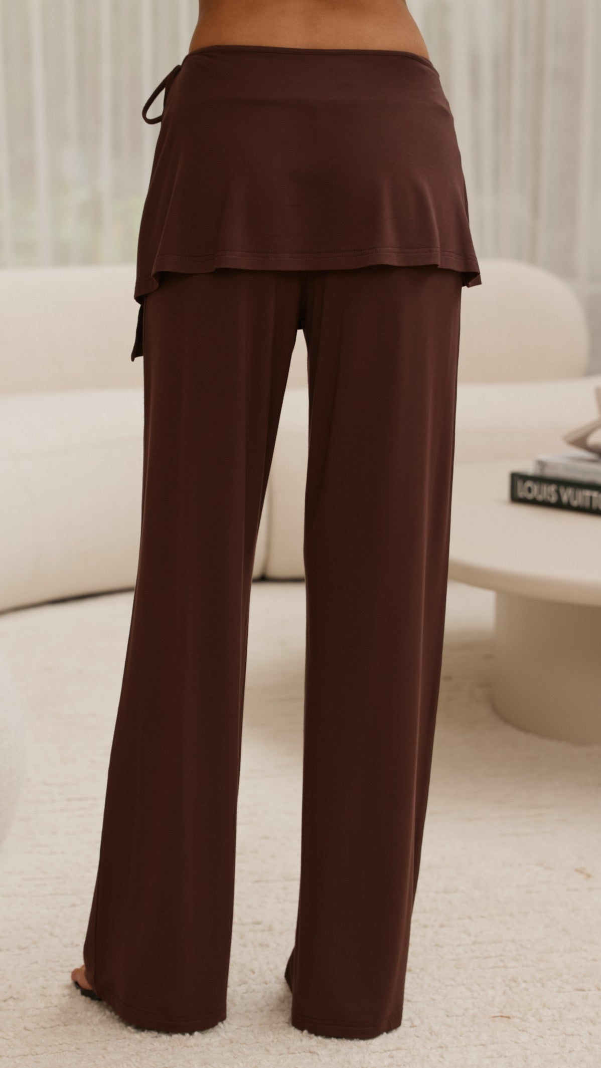 Jaxie Skirt Overlay Pants - Brown