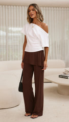 Jaxie Skirt Overlay Pants - Brown