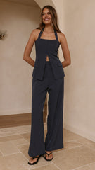 Fallon Halter Neck Top - Navy