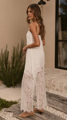 Ebony Asymmetrical Lace Top & Pants Set - White