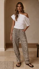 Cleora Barrel Jeans - Leopard Print