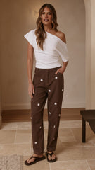 Cleora Barrel Jeans - Chocolate Polka