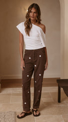 Cleora Barrel Jeans - Chocolate Polka