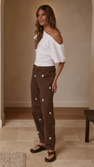Cleora Barrel Jeans - Chocolate Polka