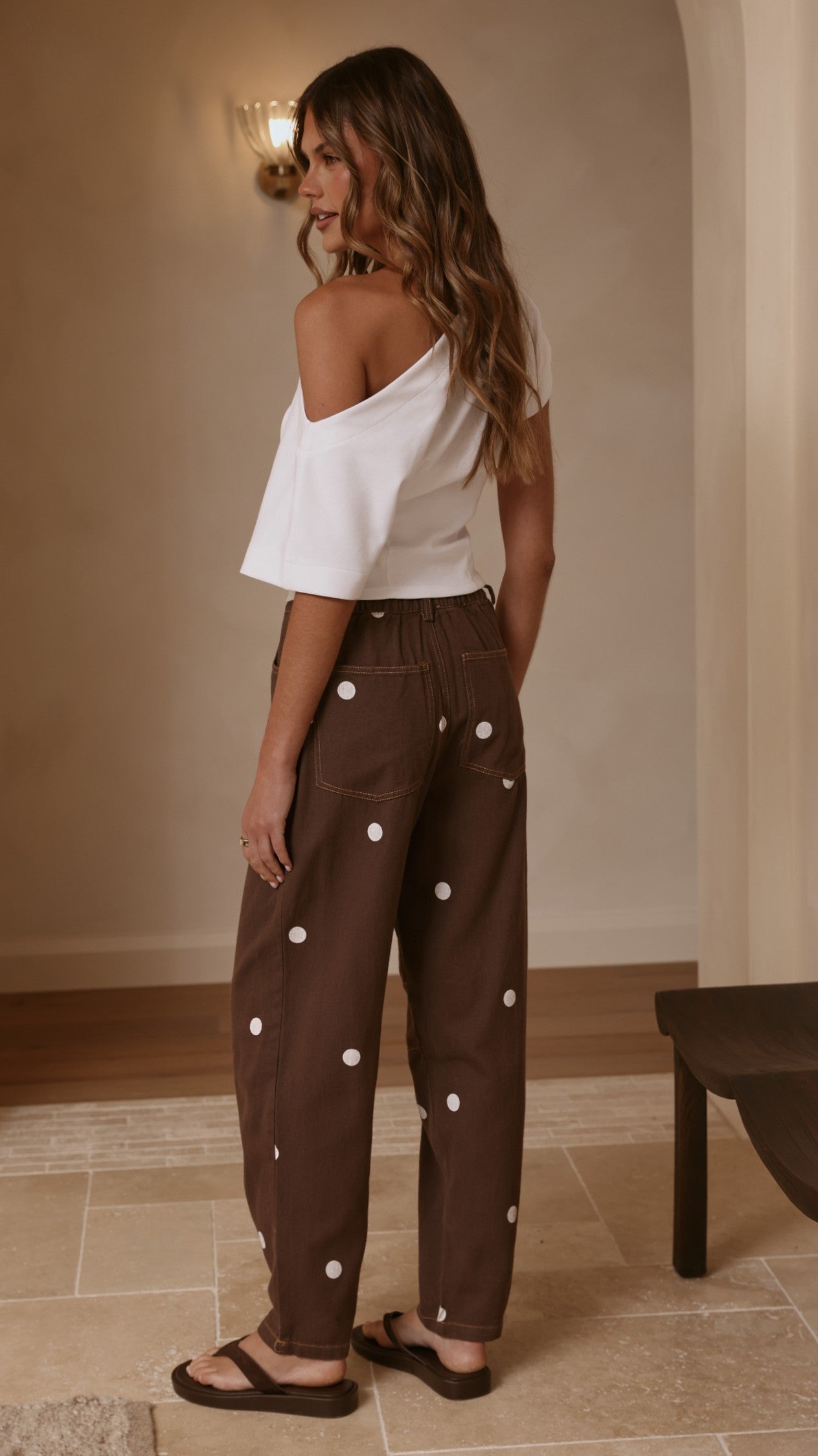 Cleora Barrel Jeans - Chocolate Polka