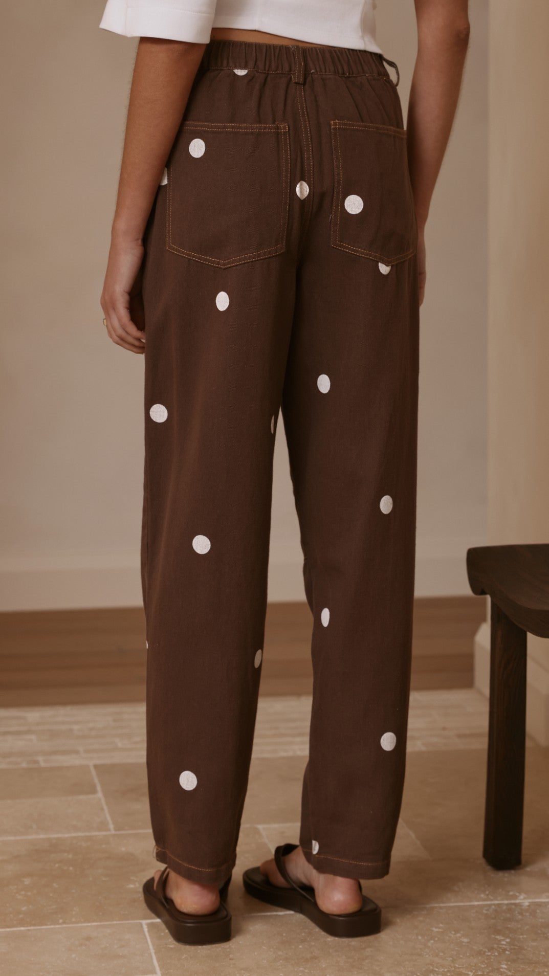 Cleora Barrel Jeans - Chocolate Polka
