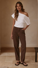 Cleora Barrel Jeans - Chocolate