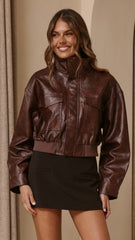 Hugo Funnel Neck Jacket - Wine