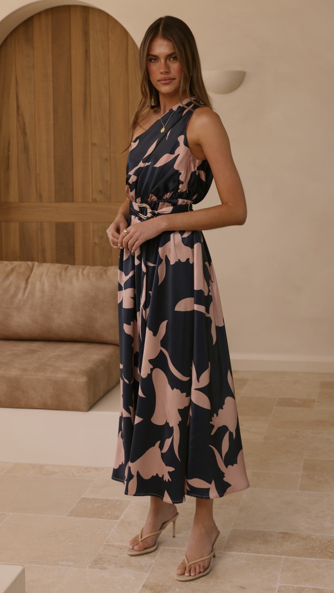 Hadas Maxi Dress - Navy/Pink Print