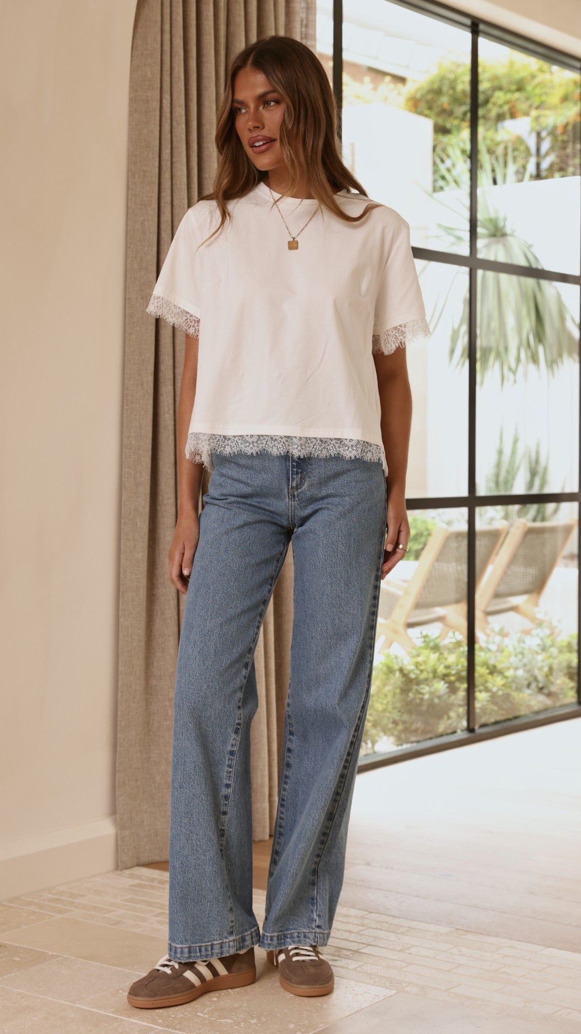 Clare Lace Back T-Shirt - White