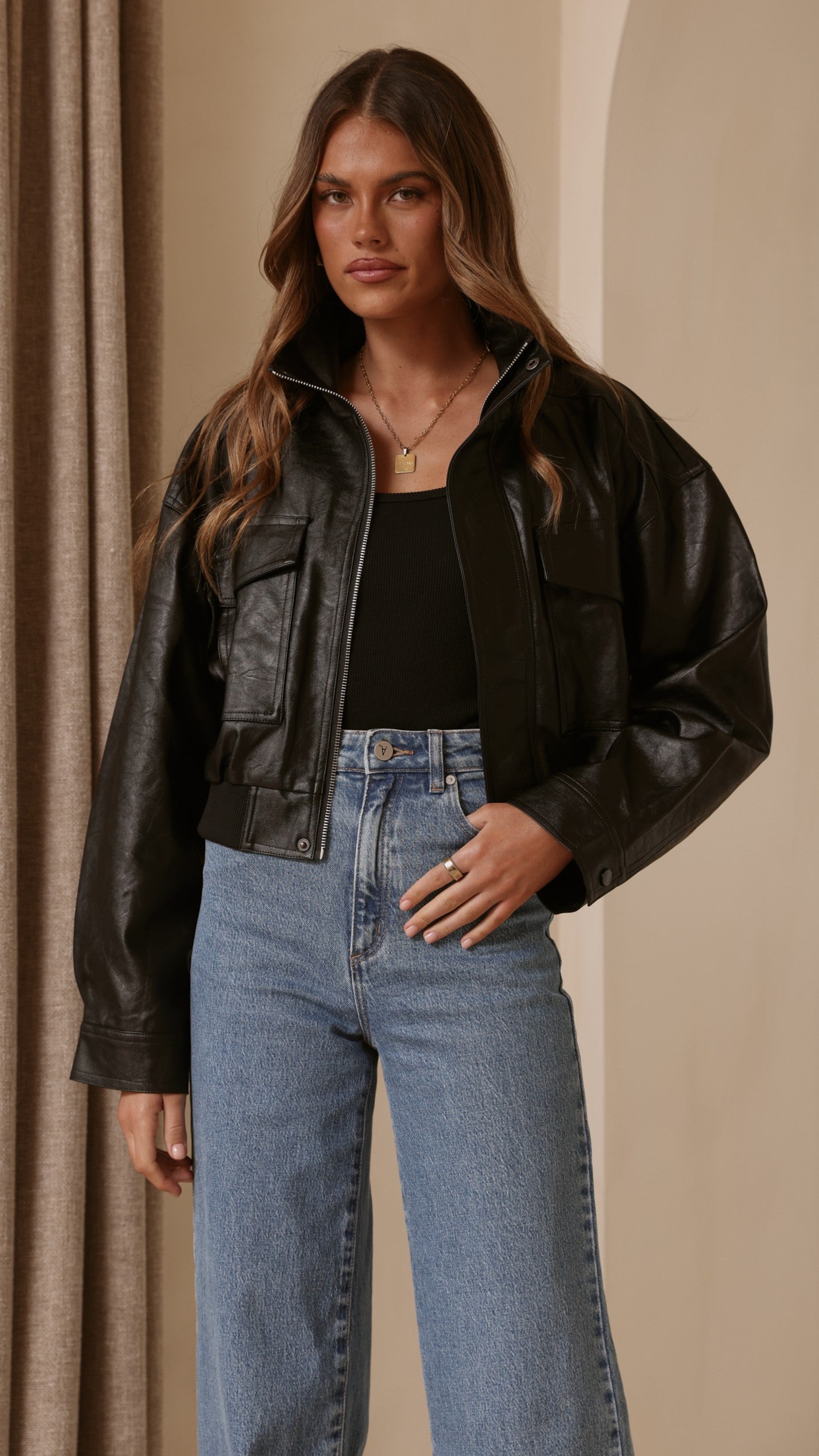 Hugo Funnel Neck Jacket - Black