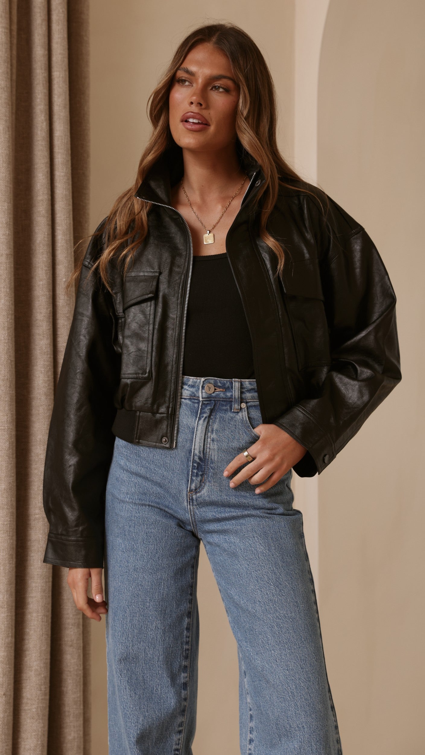 Hugo Funnel Neck Jacket - Black