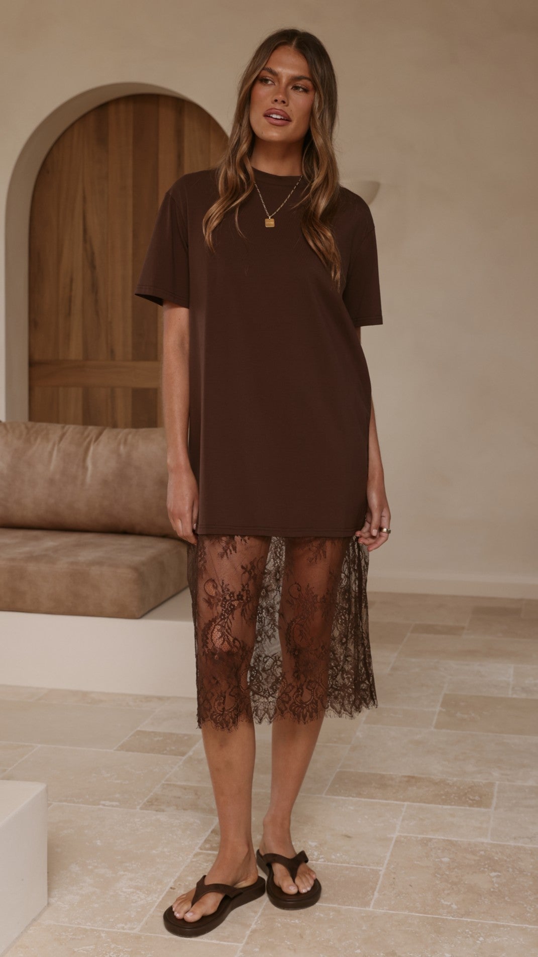 Danika T-Shirt Midi Dress - Chocolate