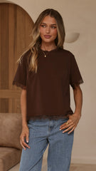 Clare Lace Back T-Shirt - Chocolate