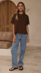 Clare Lace Back T-Shirt - Chocolate