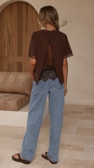Clare Lace Back T-Shirt - Chocolate