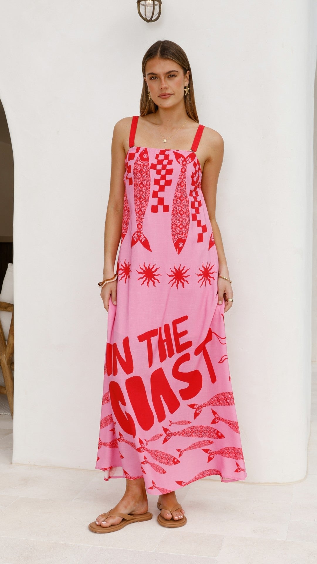 Elidie Maxi Dress - Pink/Red Tide