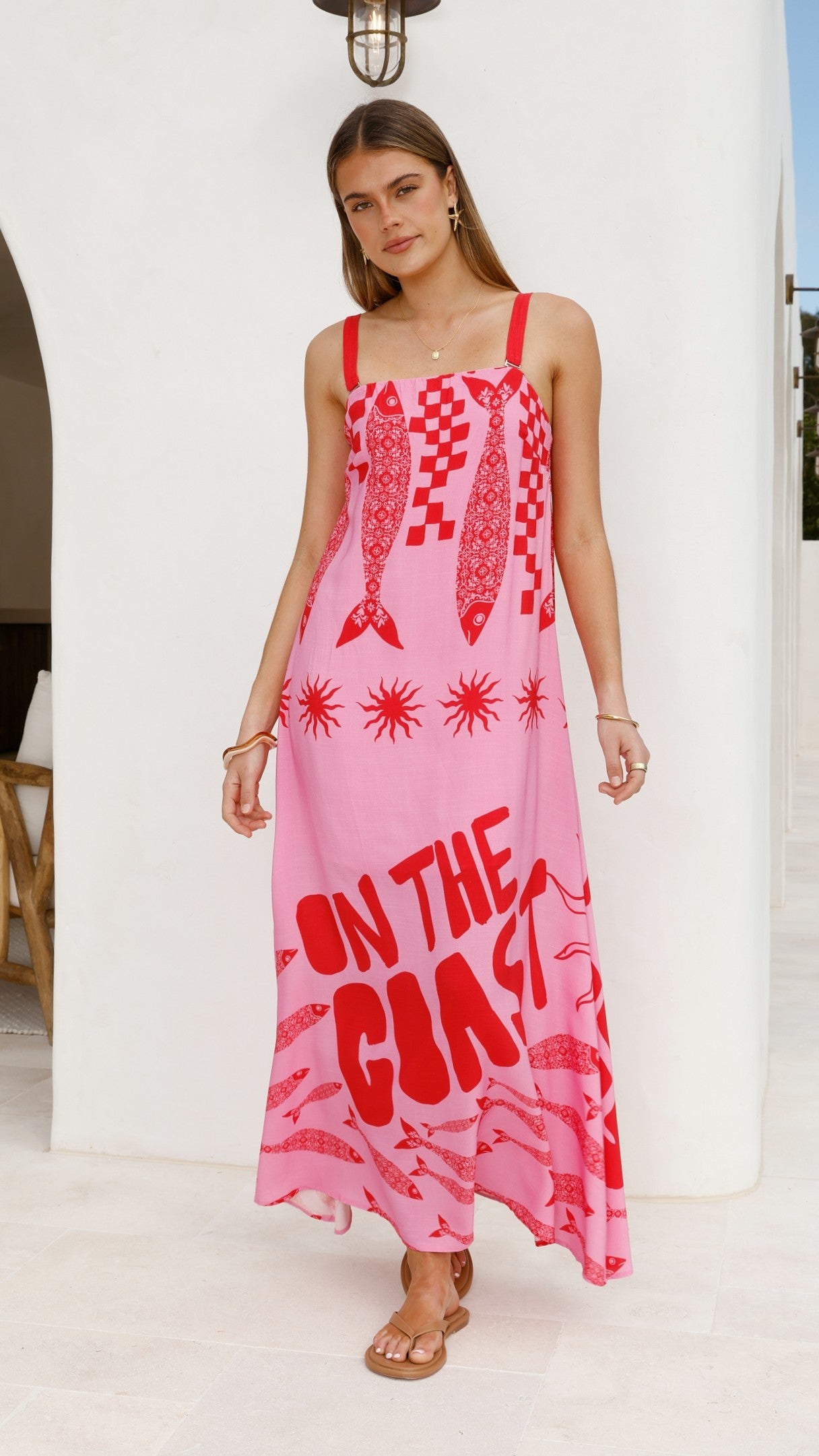 Elidie Maxi Dress - Pink/Red Tide