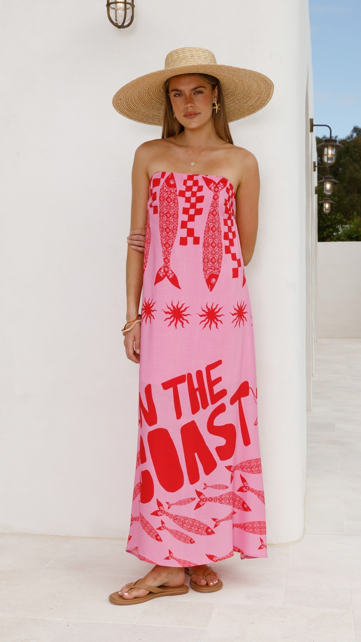 Elidie Maxi Dress - Pink/Red Tide
