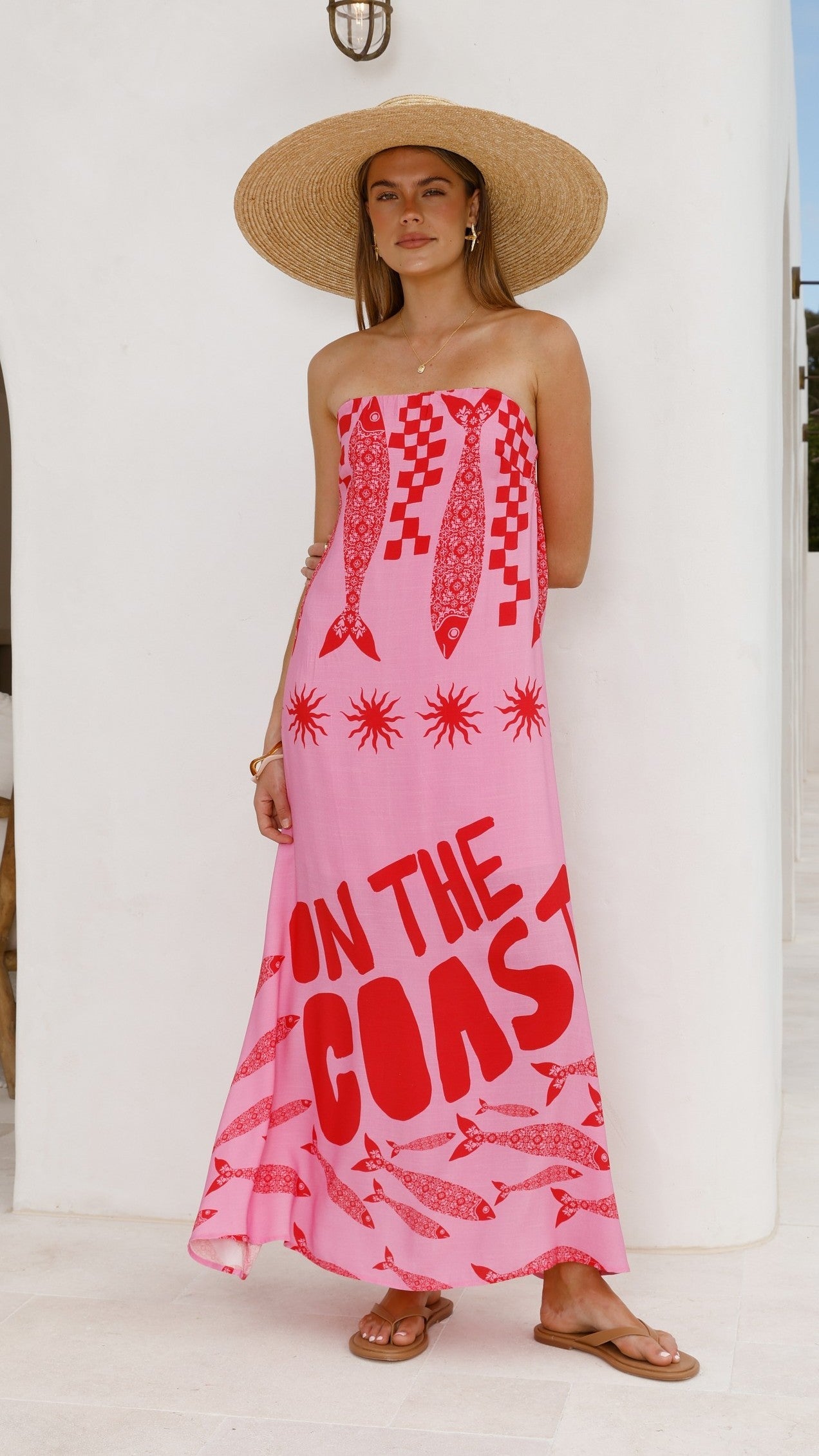Elidie Maxi Dress - Pink/Red Tide