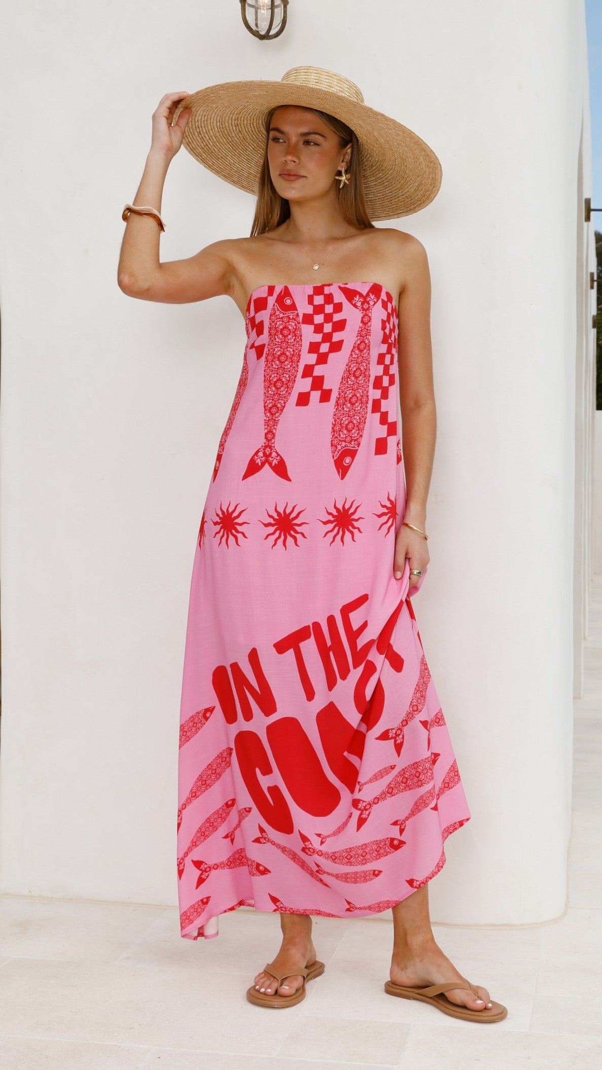 Elidie Maxi Dress - Pink/Red Tide